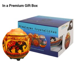 Himalayan CrystalLitez Himalayan Salt Lamp with UL Listed Dimmer Cord, Original Salt Crystals in A Handcrafted Artisan Bowl, Aromatherapy Salt Lamp (Ethnic Elephant)