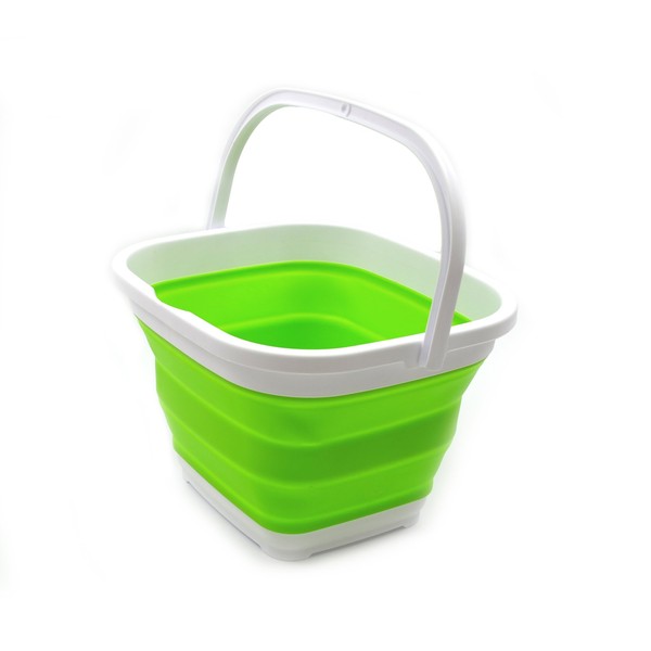SAMMART 11L (2.9 Gallon) Collapsible Rectangular Handy Bucket (1, Green)