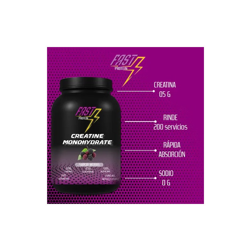 Creatina Monohidratada Fast Protein 1kg 200 Servicios Sabor