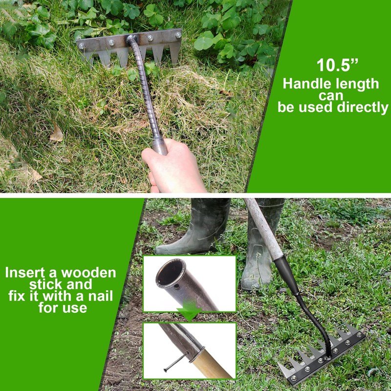 Garden Weeding Rake, Upgraded Detachable Weeder Puller Tool, Manganese Steel