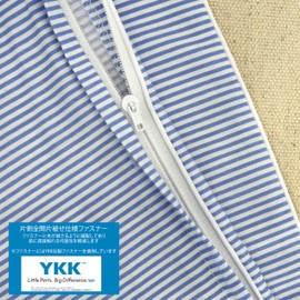 CAMEL PALMS Made in Japan 100% Cotton Pillow Case Zipper Type Moderate Thickness Fabric 43x63cm Thin Border Blue