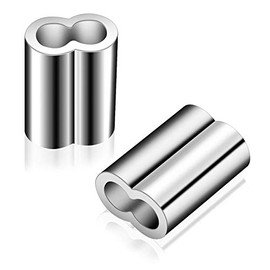 0.1 inch (3 mm) Wire Rope Sleeves, Aluminum Sleeves, 0.1 inch (3 mm), Type 8, Aluminum Clamp Tubes, Aluminum Alloy, For Wire Rope, Fixing Tools, 100 Pieces