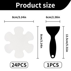 MEKEET 25PCS Anti Slip Bath Stickers White Shower Non Slip Stickers for Flower Shape Transparent Non-Slip Bathtub Stickers Anti Skid Tape Safety Mat with Scraper Suitable for Floor Stairs Bath