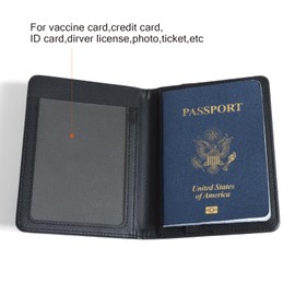 CoBak Passport Holder & Boarding Card Combo - Upgraded PU Leather Travel Wallet w/Card Protector for Women and Men. Lightweight & Easy to carry - Passport Cover (Black)