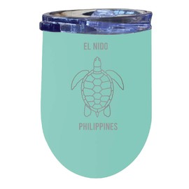 R and R Imports El Nido Philippines 12 oz Seafoam Laser Etched Insulated Wine Stainless Steel