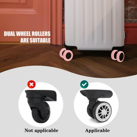 Lelucermaire Luggage Wheel Covers Silicone Suitcase Wheel Protector Noise Reducing Travel Suitcase Wheel Cover Wear-Resistant Luggage Wheel Protectors 8 PCS (Pink)