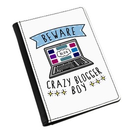 Beware Crazy Blogger Boy Passport Holder Cover