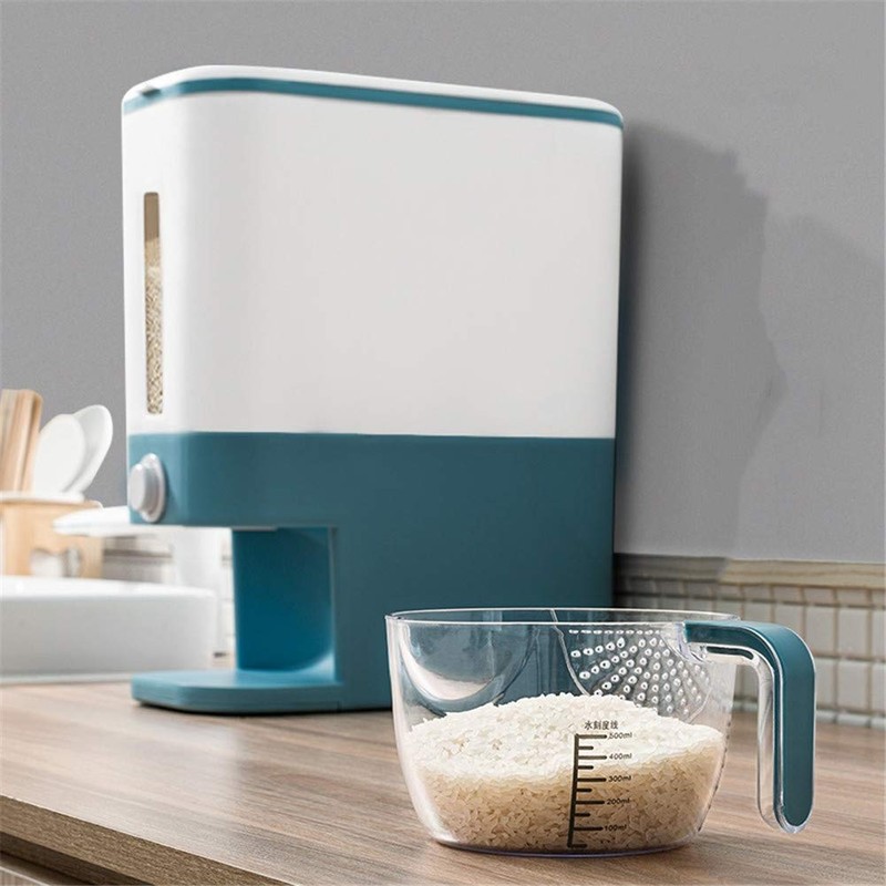 22 Lbs Rice Container Dispenser with Measurable Rice Cylinder (Gray)