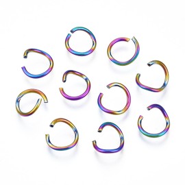 KISSITTY 100pcs 8x1mm Rainbow Open Jump Rings 18 Gauge 304 Stainless Steel Round Jump Rings Connectors 6mm Inner Diameter for DIY Jewelry Crafts Making