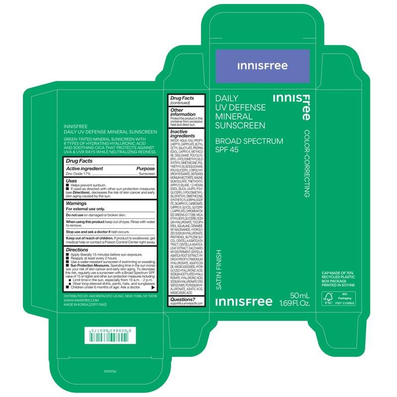 Protector Solar Innisfree Daily Uv Defense Mineral Spf 45 -