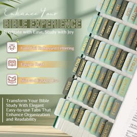 Laminated Bible Tabs, Bible Study Supplies, Large Print Bible Book Tabs for Women and Men, (Gold Foil Embossed Lettering) Bible Labels Index Tabs, Bible Accessories for Easy Navigation(Olive Green)