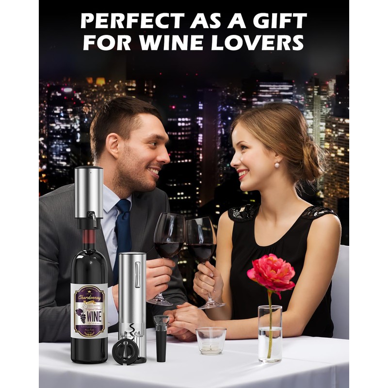 PENTASPI Electric Wine Opener Set, 4 in 1 Electric Wine