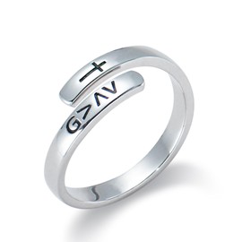 STROLLGIRL 925 Sterling Silver Faith over Fear Ring Faith Religious Jewelry Quote Ring Friend Daughter Gifts (god is greater than the highs and lows)