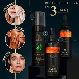 ORGANIC Make Up Facial Primer, 50ml - Anti-wrinkle skin treatment based on aloe vera - Facial beauty fluid, facial illuminator for smooth and uniform skin - complete facial skin care - Satin Naturel