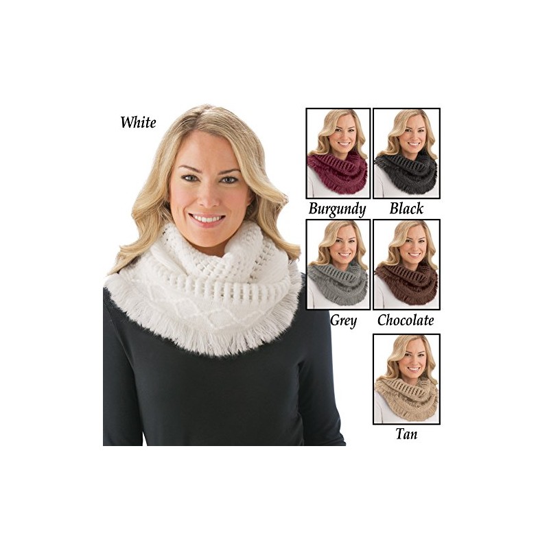 Collections Etc Soft Winter Infinity Fringe Scarf, Black, One-Size