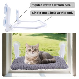 AIWIKIDE 2PC Cat Window Perch, Easy Install Bracket, Portable Wall Hammock for Indoor Cat, Grey