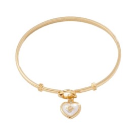 Alex and Ani Pearl Heart + Crystal Charm Clip Bangle