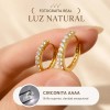 Arracadas Huggie Circonia Pavé Oro Laminado 10mm Elegante