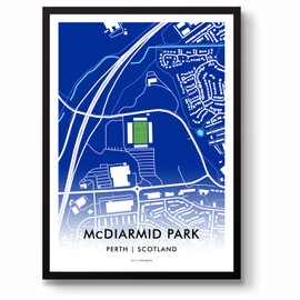 GroundDesigns ST JOHNSTONE FC Football Gift McDIARMID PARK Stadium Art A3 Print SJFC