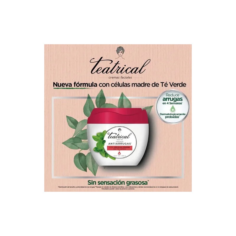Crema Facial Teatrical Células Madre Anti Arrugas De 200 G
