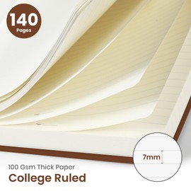 Lined Spiral Journal Notebook for Women & Men, 140 Pages, College Ruled Hardcover Notebook for Work & Note Taking, Journals for Writing, A5(6"x8") - Rust Brown