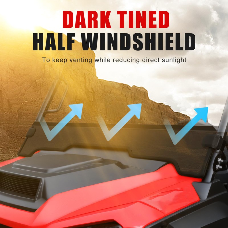XATVXUTV Front Half Windshield for Pioneer 1000 16-25, Dark Tinted