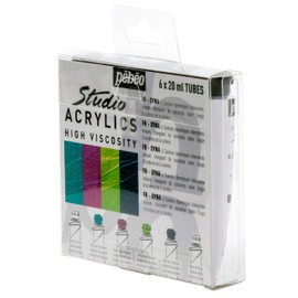 PEBEO Studio Acrylic Paint Set, Multi-Coloured, 20 ml (Pack of 6)