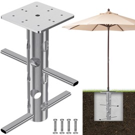 Lifeswell Universal In-Ground Umbrella Base, Rust-Resistant Steel Concrete Holder, Space-Saving Design for Outdoor Offset Cantilever Upright Umbrella Stand