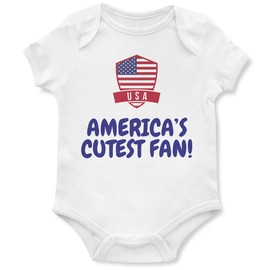 Purple Print House Americas Cutest Fan Baby Grow for Baby Boys American Soccer Supporters Gift Ideas for Christmas USA Flag, 0-3 Months, White