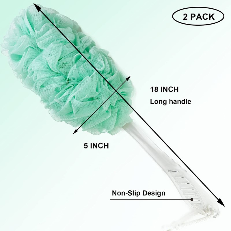 PPHAO - Bath Loofahs on a Stick for Men -
