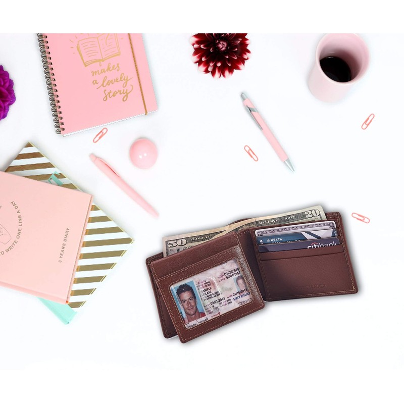 COCHOA Men's Real Leather RFID Blocking Stylish Bifold Wallet with