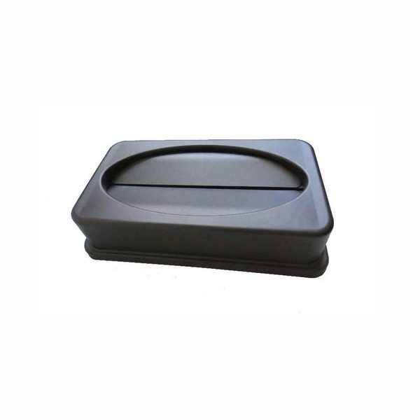 Restaurantware LID ONLY: RW Clean 1 Swing Top Trash Bin Lid Fits 23 Gallon Trash Can - Two Flaps Black Plastic Lid For Waste Basket Heavy-Duty Trash Can Sold Separately