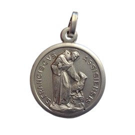 I G J 925 Sterling Silver Saint Francis from Assisi with the Wolf Medal - Patron of Europe