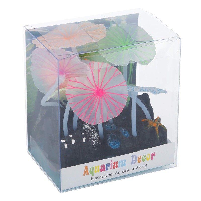 Uniclife Glowing Effect Lotus Ornament Silicone Decor Aquarium Decoration for