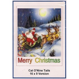 Cat O'Nine Tails 16x9 Widescreen TV: Greeting Card: Merry Christmas