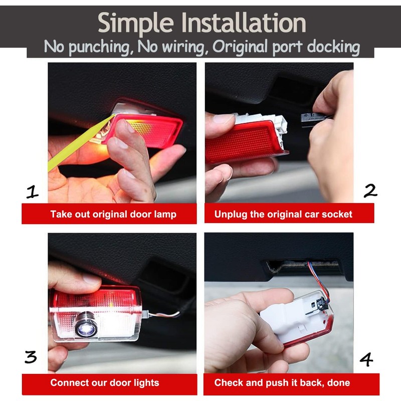 Car Door Lights LED Logo Projector Puddle Lights Compatible with