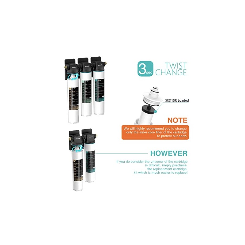 Frizzlife SED15R-HF Replacement Housing Kit With SED15R Filter Cartridge Inside