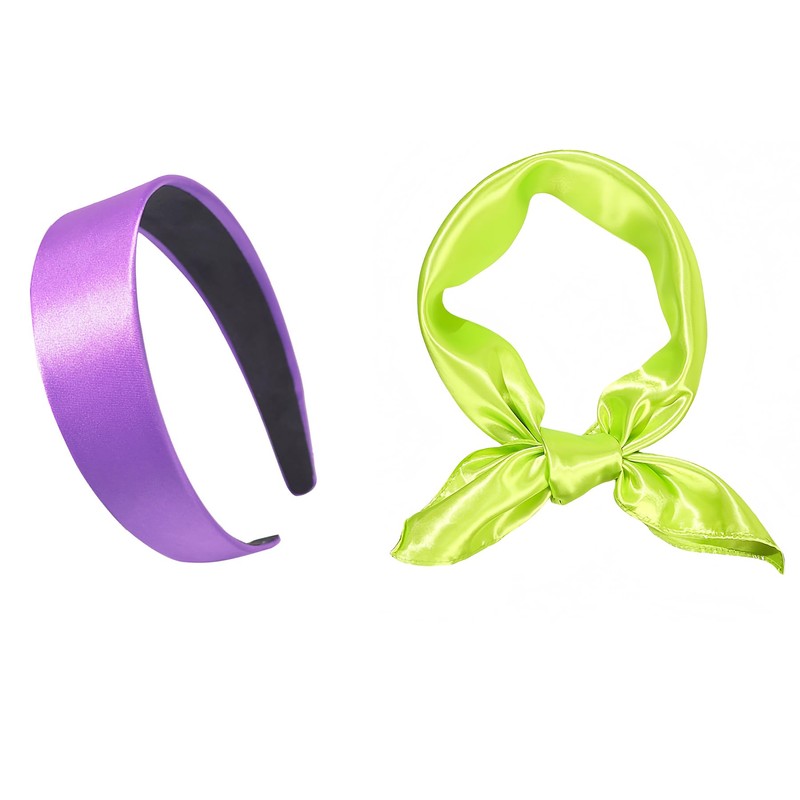 Lauthentic.S - Diadema morada y bufanda verde para disfraz de