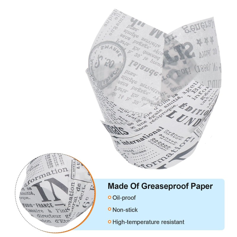 sourcing map 50pcs Tulip Cupcake Liners Greaseproof Baking Cups Paper