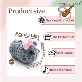 ZITUZY 2 Stück Sad Hamster Anhänger, Gehäkelter Trauriger Hamster, Trauriger Hamster Schlüsselanhänger, für Kinder Erwachsene