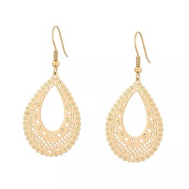JEYFEL XOIA PREMIUM Stainless Steel Gold Plated. Filigree Dangle Lightweight Earrings. Oro Laminado