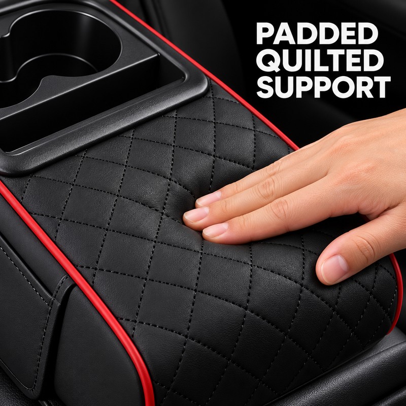 Car Center Console Armrest Storage Box with Heightening Cushion and
