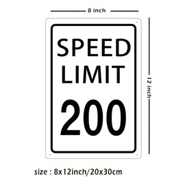 LQNMPPH Speed Limit 200 MPH Sign Slow Down Warning Traffic Driveway Yard Metal Signs 12x8 Inch