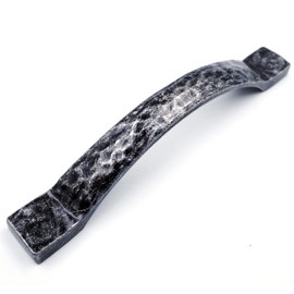 JETLAND Arched Hammered Cabinet Pulls - 2-Pack, Iron Scratches, 5" Hole Centers, Rustic Solid Cast Handle Pulls for Dresser Nightstand Furniture, HT0611AS127