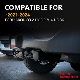 YZONA for Ford Bronco Hitch Tow Trailer Kit Compatible for 2021 2022 2023 2024 2025 Ford Bronco 2 Door & 4 Door Hitch Receiver with Cover, 2 Inch Rear Bumper Towing Hook (Exclude Bronco Sport)