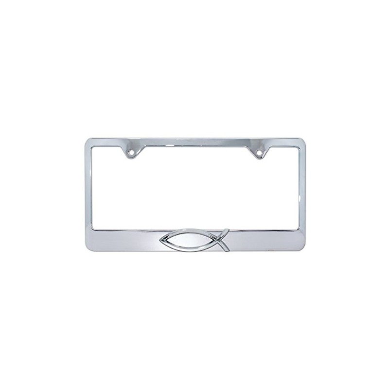 Christian Fish Chrome Metal License Plate Frame