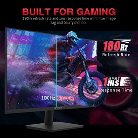 Viewedge 27 inch Gaming Monitor 180hz (Supports 144hz/165hz) 1ms, 110% sRGB 1080p IPS Computer Monitor, DP HDMI, Built-in Speakers, Support Freesync and Wall Mount