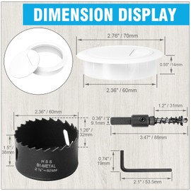 2-3/8" Spring Desk Grommet, JTemgle Plastic Cable Hole Cover with Hole Saw Computer Table Cord Wire Organizer Caps Desktop Cord Management for Home Office TV Stands Tabletops - White, 7 Pcs