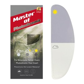 XII WY Motorcycle Full Face Helmet Shield Insert - Photochromic Anti-Fog Film, Transitional Visor, Clear to Indigo Tint, Sun-Responsive, Transparent Indoors