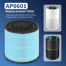 AP0601 Replacement Filter Compatible with AIRTOK AP0601 Air Purifier for Bedroom Home, Part # AP0601-RF, 2 * 4-in-1 H13 True HEPA Filters, High-Efficiency Activated Carbon Filter With 10* Aroma Pads
